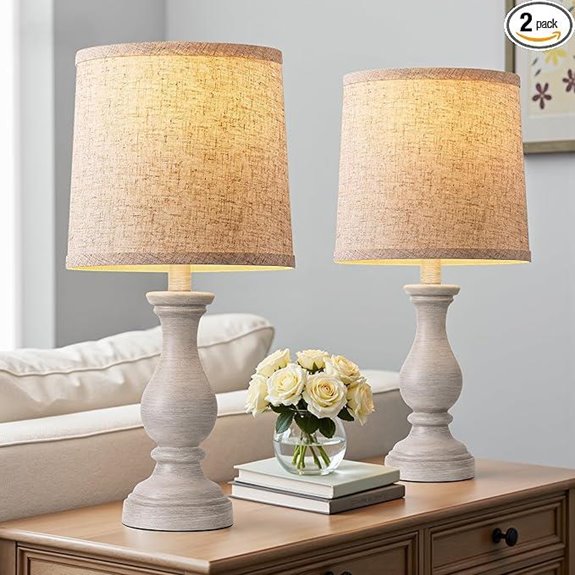 Seealle Farmhouse 2-Pack Table Lamps with Linen Shades