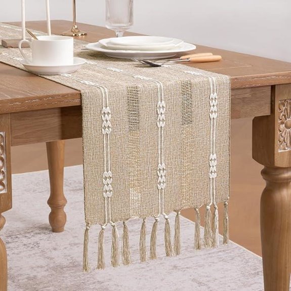Socomi Farmhouse Macrame Table Runner with Tassels