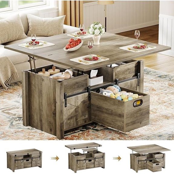 40 Farmhouse Lift-Top Coffee Table with Storage