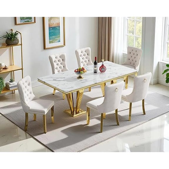 70 Faux Marble Dining Set with 6 Chairs