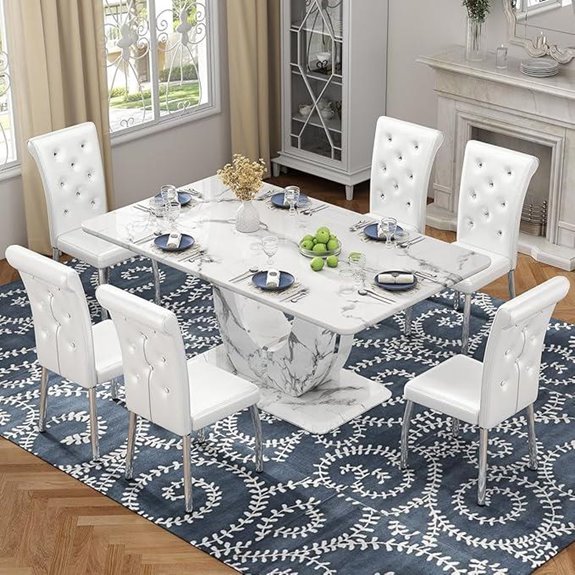 JUFU 63 Faux Marble Dining Table Set for 6