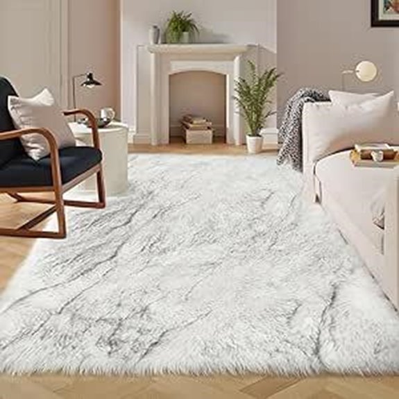 Latepis Faux Sheepskin Rug 8x10 for Living Room