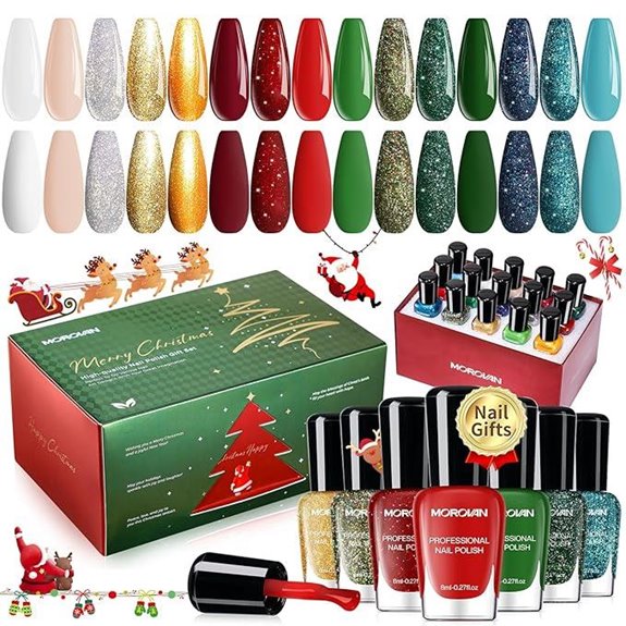 Morovan Christmas Nail Polish Set with Glitter Colors