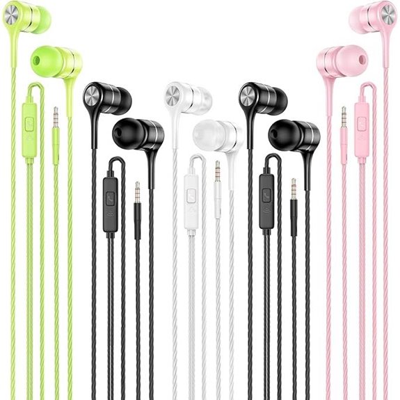 5-Pack Wired Earbuds with Microphone and Heavy Bass