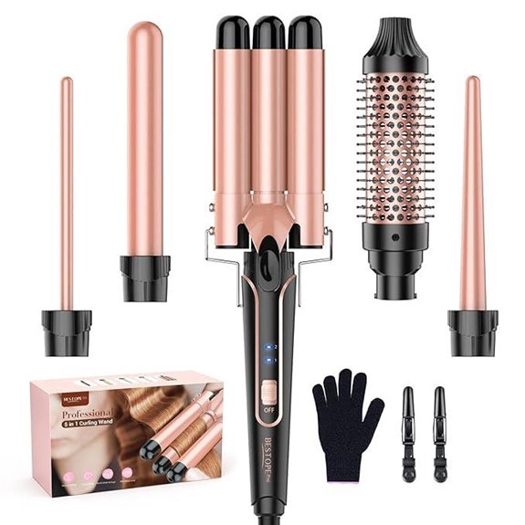 BESTOPE 5-in-1 Curling Iron Set with Interchangeable Curlers