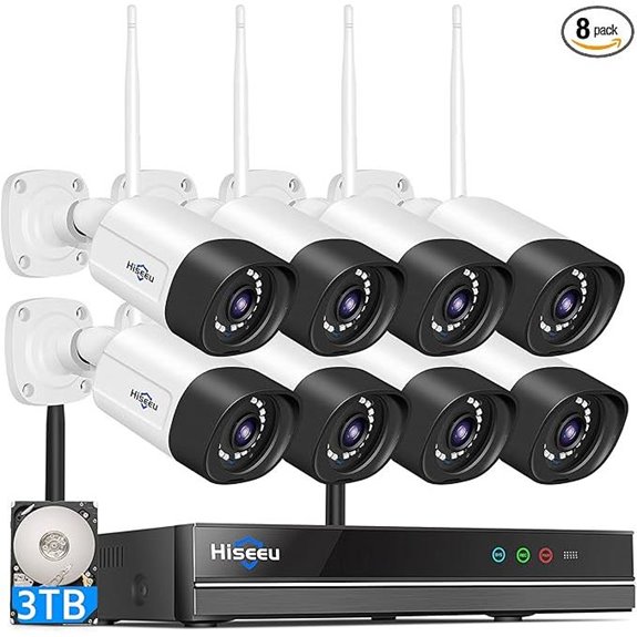 Hiseeu 5MP Wireless Security Camera System (16CH 8 Cam)