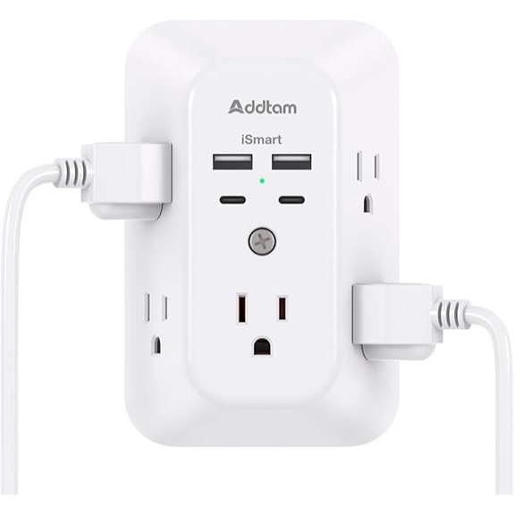 Addtam 5-Outlet Surge Protector with USB Chargers