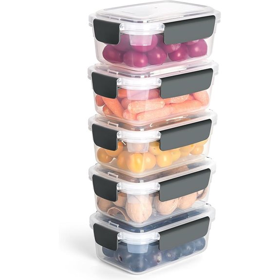 YORY 5-Pack Plastic Food Storage Containers