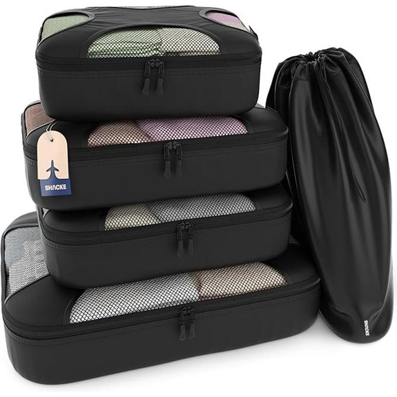 Shacke 5-Piece Packing Cubes Set with Laundry Bag