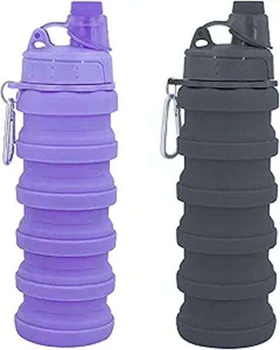 Collapsible 500ml Silicone Water Bottle with Mountaineering Buckle