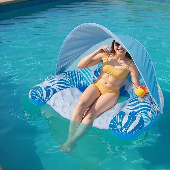 XL Pool Float with Canopy Drink Holder & Headrest