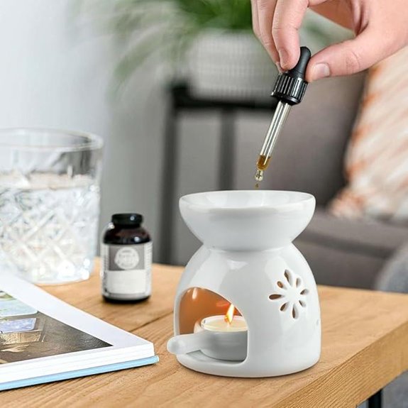 Ceramic Oil & Wax Burner with Flower Pattern