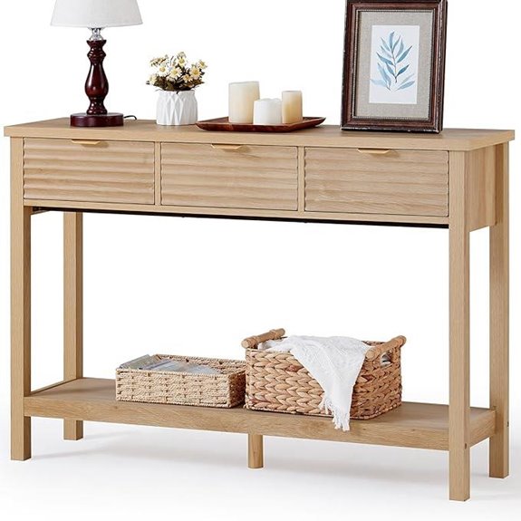 LEYAOYAO Fluted 47.2 Console Table with Drawers