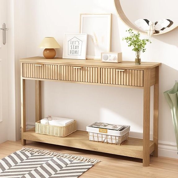 Fluted Console Table with Drawers and Storage