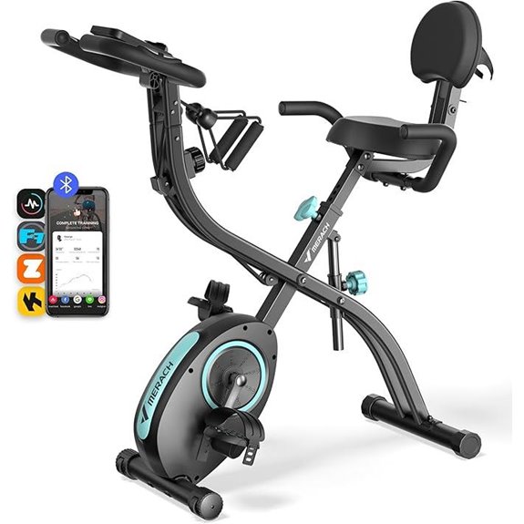 MERACH Foldable Exercise Bike with Resistance & App