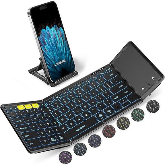Samsers Foldable Bluetooth Keyboard with Touchpad and Backlight
