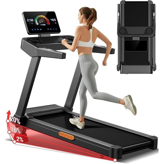 UMAY Folding Incline Treadmill with Pulse Sensors
