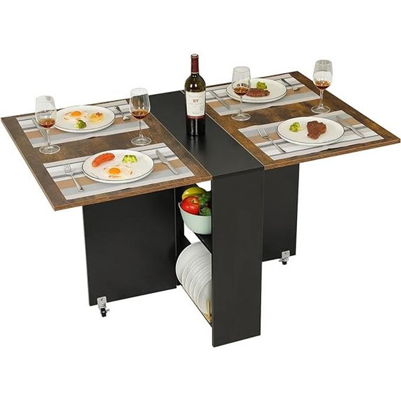 Tiptiper Folding Dining Table with Storage Shelf
