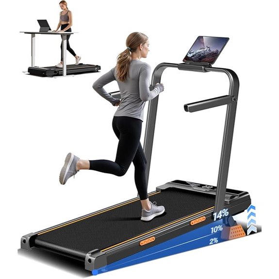 14% Incline Foldable Treadmill with Handles