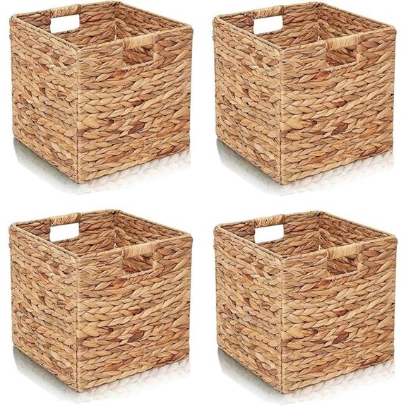 Water Hyacinth Storage Baskets 4 Pack Foldable