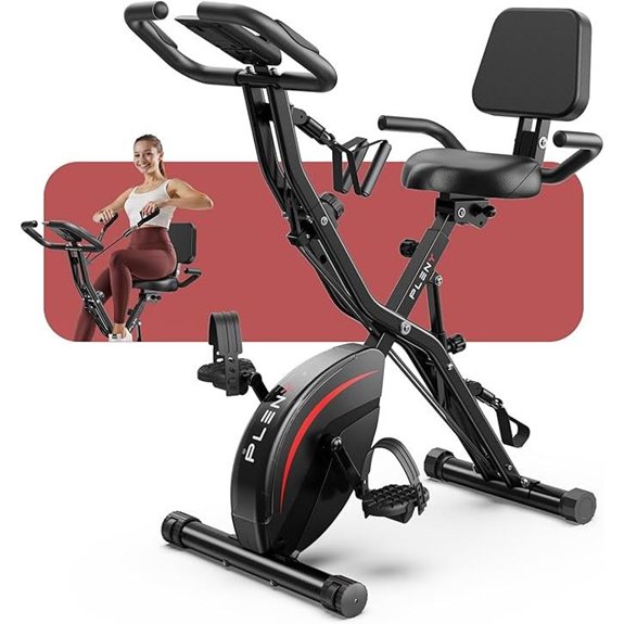 Pleny 5-in-1 Folding Exercise Bike with Back Support