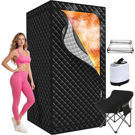 Portable Home Sauna with Folding Chair and 9 Heat Levels