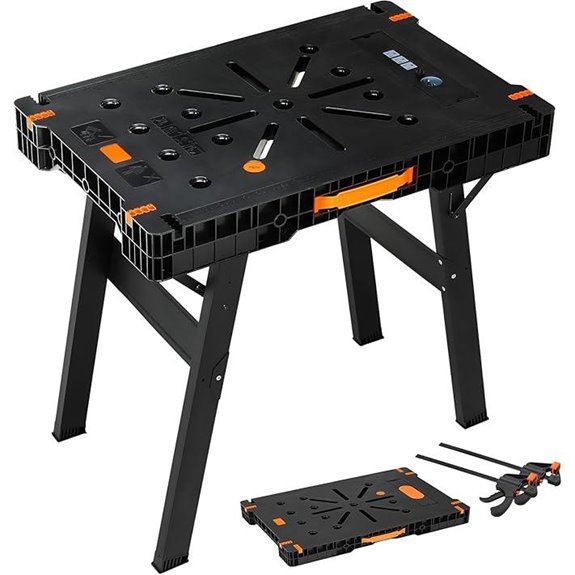 TLGREEN Folding Work Table with Clamps and Power Strip