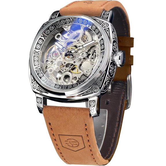 FORSINING Men's Square Skeleton Automatic Watch