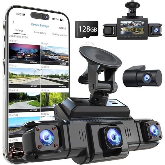 4-Channel 360 Dash Cam with Night Vision and 128GB Card