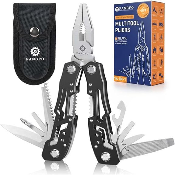 14-in-1 Stainless Steel Multitool with Locking
