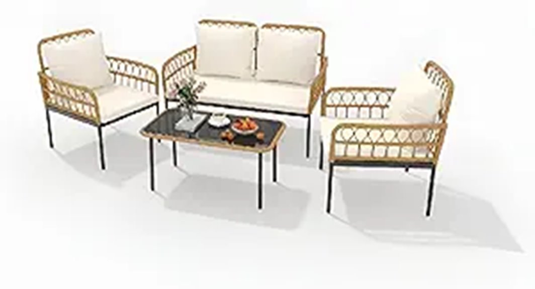 4-Piece Outdoor Wicker Patio Bistro Set