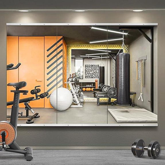 Home Gym Wall Mirror Frameless 48x24 Silver