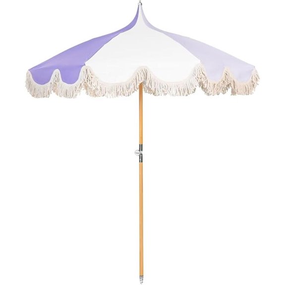 Pagoda Beach Umbrella with Fringe and Carry Bag