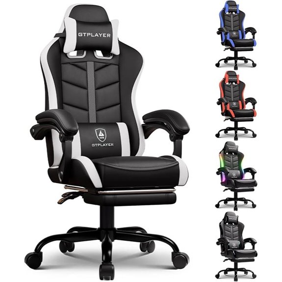 GTPLAYER Gaming Chair with Footrest and Lumbar Support
