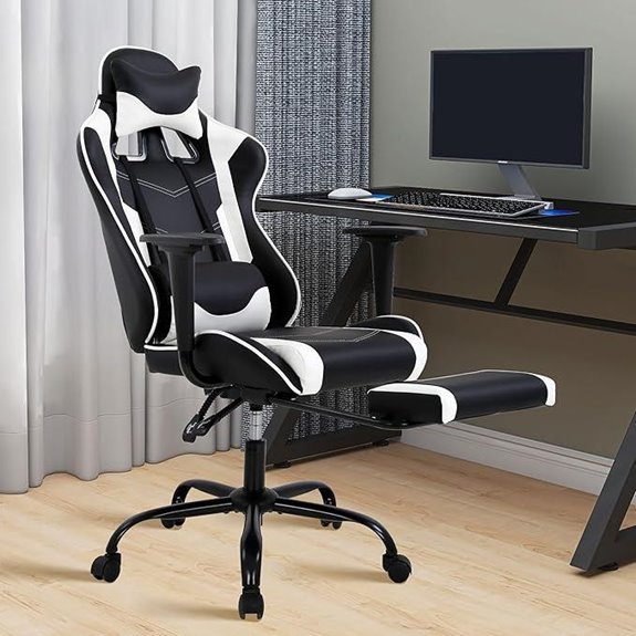 High Back PU Leather Gaming Chair with Footrest