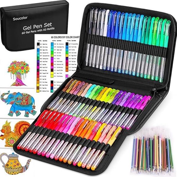 Soucolor Gel Pen Set with Refills and Travel Case