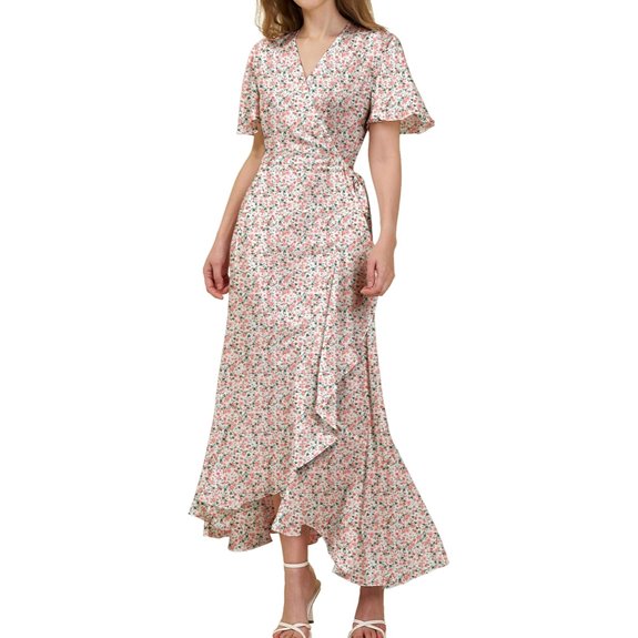 Women's Bohemian Floral Maxi Dress with Pockets