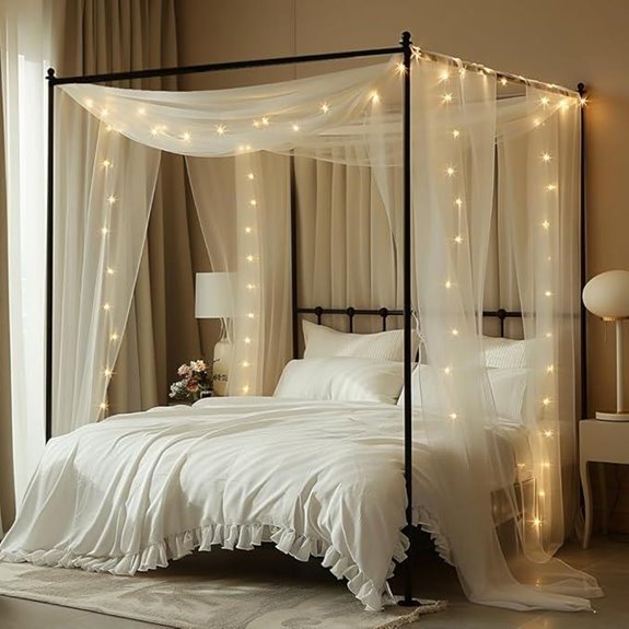 Canopy Bed Curtains with Lights for Girls