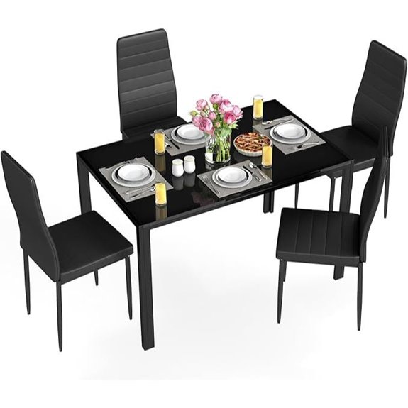FDW 4-Piece Glass Dining Table Set