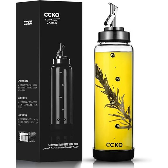 Glass Olive Oil Dispenser Bottle with Stainless Steel Spouts