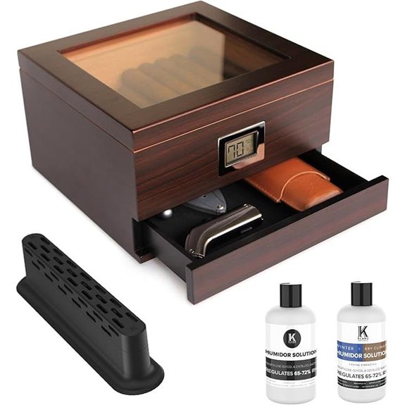 Renzo Glass Top Humidor with Hygrometer and Cedar
