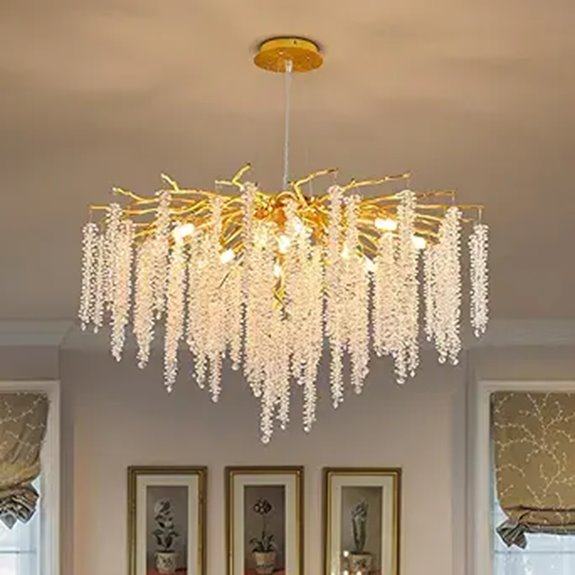 Crystal Tree Branches Gold Pendant Light Fixture