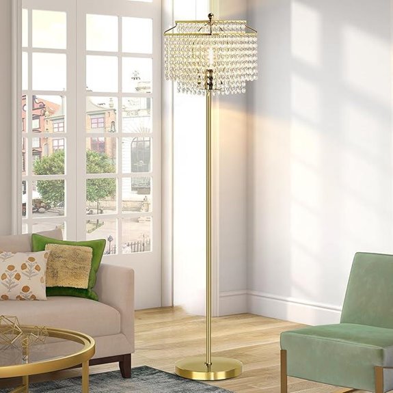 Luvkczc Gold Crystal Floor Lamp with Foot Switch