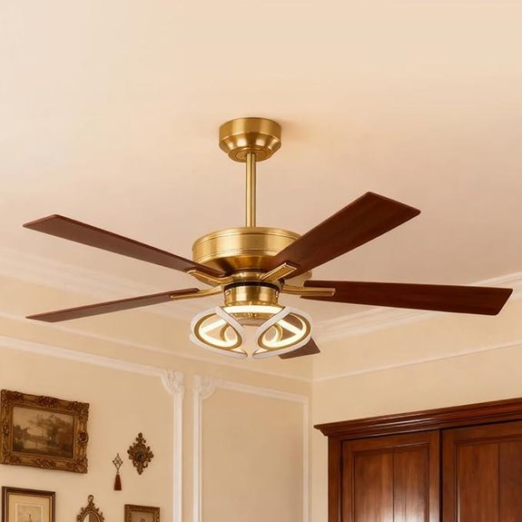 Gold Ceiling Fan with Lights & Remote RGB 6 Speeds