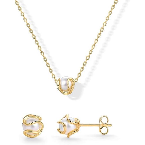 PAVOI Gold Plated Pearl Jewelry Set for Women