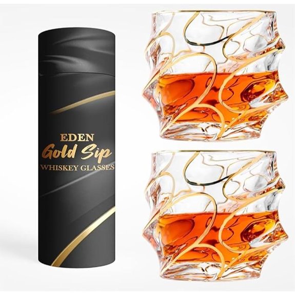 EdensDECOR Gold Plated Whiskey Glasses Gift Set