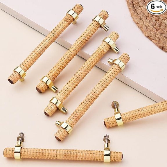 Indian Rattan Drawer Pulls 6-Pack Gold 5 Handles