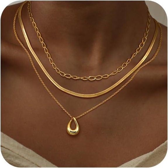 NECOCY 14k Gold/Silver Layered Necklace Set for Women