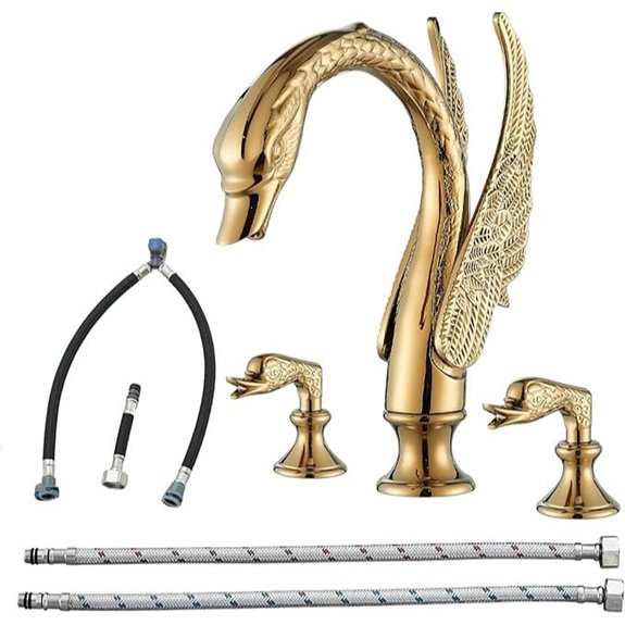 Gold Swan Bathroom Sink Faucet with Double Handles