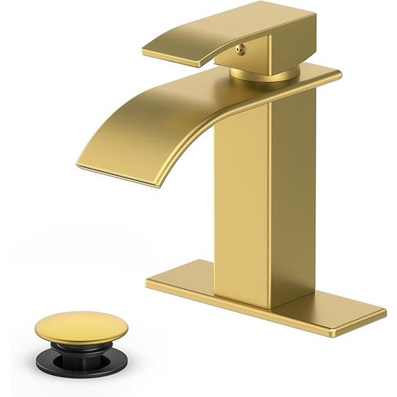 Brushed Gold Waterfall Bathroom Sink Faucet with Handle